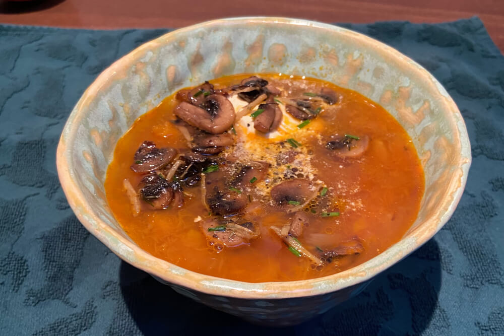 butternut squash mushroom soup with soured cream